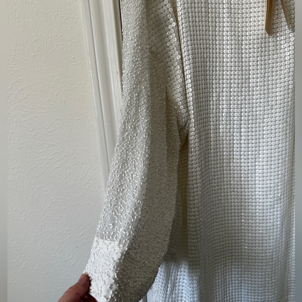 Anthropologie Let Me Be Sequin Mini Dress Women’s Size XL. White, NWT - Picture 8 of 14